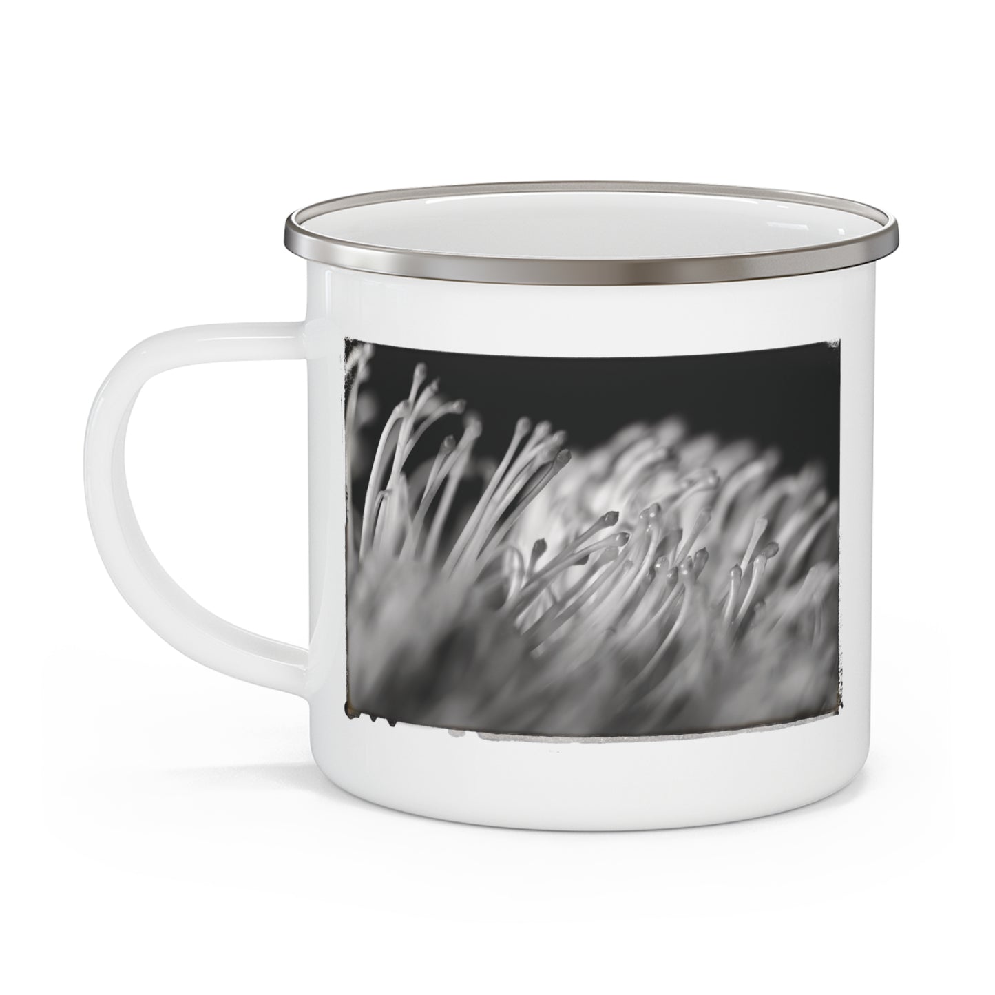 "Pincushion Protea No. 02 (B&W)" Enamel Camping Mug