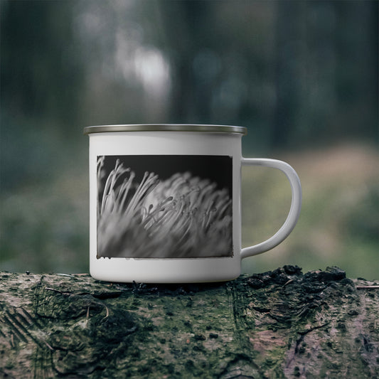 "Pincushion Protea No. 02 (B&W)" Enamel Camping Mug